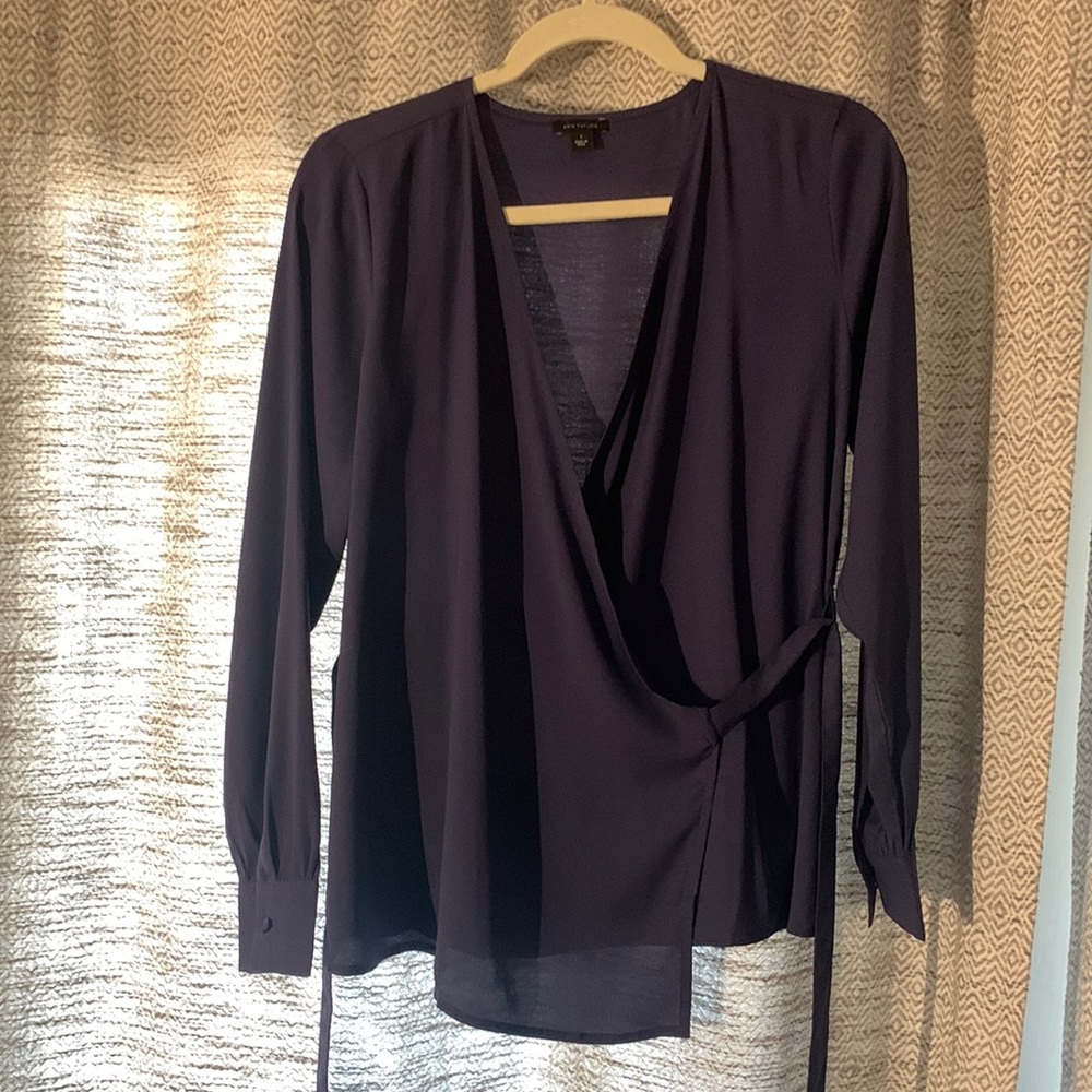 Beautiful Blue Ann Taylor Wrap Blouse